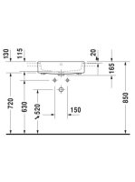 Duravit Vero Air Félig beépíthető kerámia mosdó 55x47 cm, alpin fehér 0382550060