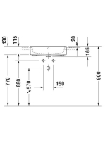 Duravit Vero Air Félig beépíthető kerámia mosdó 55x47 cm, alpin fehér 0382550060