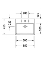 Duravit Vero Air beépíthető kerámia mosdó 55x45,5 cm, WonderGliss bevonattal, alpin fehér 03835500001