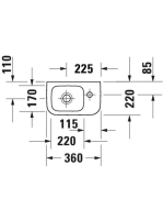 Duravit DuraStyle WonderGliss jobbos kézmosó 36x22 cm, fehér 07133600001