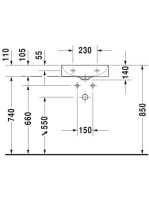 Duravit DuraSquare WonderGliss aláépíthető kézmosó 45x35 cm, fehér 07324500411