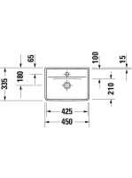 Duravit D-Neo kézmosó 45x33,5 cm, túlfolyó nélkül, fehér 0738450041
