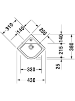 Duravit Starck 3 sarok kézmosó 31x31 cm, fehér 0752440000