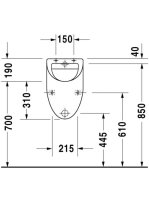 Duravit Fizz piszoár fedél nélkül hátsó bekötéssel és kifolyással, fehér alpin 0823350000