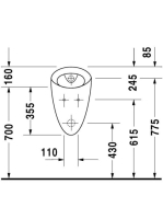 Duravit Starck 1 kerámia piszoár rejtett vízbekötéssel és hátsó kifolyással 0834320000