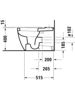 Duravit ME by Starck öblítőperemes monoblokk WC csésze 37x65 cm, WonderGliss bevonattal 21700900001