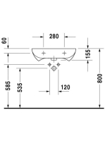 Duravit D-Code akadálymentes mosdó túlfolyó nélkül 60x55,5 23136000002