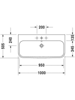 Duravit Happy D.2 aláépíthető mázas mosdó 100x50,5 2318100000