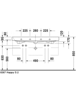 Duravit Happy D.2 aláépíthető mázas mosdó 120x50,5 2318120024