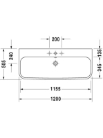 Duravit Happy D.2 aláépíthető csiszolt mosdó 120x50,5 2318120027