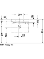 Duravit Happy D.2 Bútorral aláépíthető csiszolt mosdó 65x50,5 2318650027