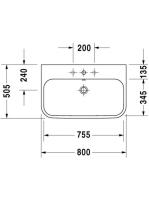 Duravit Happy D.2 aláépíthető mázas mosdó 80x50,5 2318800000