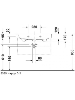 Duravit Happy D.2 aláépíthető csiszolt mosdó 80x50,5 2318800027