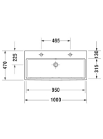 Duravit Vero Air Kerámia mosdó 100x47 cm, 2 csapfurattal, alpin fehér 2350100043