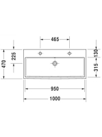 Duravit Vero Air Kerámia mosdó túlfolyó nélkül 100x47 cm, 2 csaplyukkal, alpin fehér 2350100072