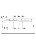 Duravit Vero Air csiszolt kerámia mosdó 120x47 cm, 2 csaplyukkal és túlfolyóval, alpin fehér 2350120026