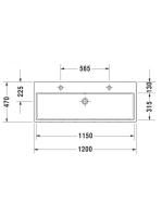 Duravit Vero Air csiszolt kerámia mosdó 120x47 cm, 2 csaplyukkal és túlfolyóval, alpin fehér 2350120026