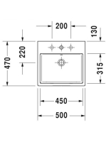 Duravit Vero Air Kerámia mosdó 50x47 cm, csaplyuk nélkül, bútorral aláépíthető, alpin fehér 2350500060