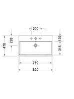 Duravit Vero Air csiszolt kerámia mosdó 80x47 cm, túlfolyó nélkül, alpin fehér 2350800071