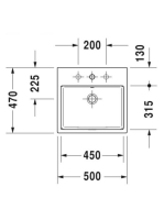 Duravit Vero Air csiszolt kerámia mosdó 50x47 cm, túlfolyó nélkül, alpin fehér 2352500041