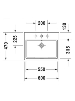 Duravit Vero Air csiszolt kerámia mosdó 60x47 cm, csapfurat nélkül, alpin fehér 2352600060