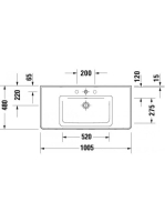 Duravit D-Neo bútorral aláépíthető kerámia mosdó 105x48 cm fehér alpin 2367100000