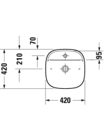 Duravit Zencha kerámia mosdótál 42x42 cm, matt szürke 2374426771