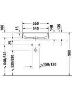 Duravit Zencha kerámia mosdótál 55x39 cm, csaplyukkal és rögzítővel, matt fehér 2374553271