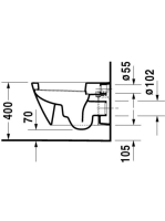 Duravit Starck 2 fali WC csésze öblítőperemmel 37x54 cm, fehér alpin 2534090000