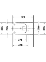 Duravit Happy D.2 öblítőperem nélküli, hosszított fali WC csésze 2550090000