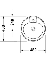 Duravit Manua felülről beépíthető kerámia mosdó 48x48 cm fehér 5220480000