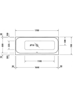 Duravit Happy D.2 beépíthető akril kád 170x70 bal oldali háttámlával 700310000000000