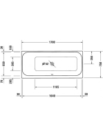 Duravit Happy D.2 beépíthető 170x75 akril kád bal oldali háttámlával 700312000000000