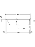 Duravit Happy D.2 beépíthető 170x75 akril kád bal oldali háttámlával 700312000000000