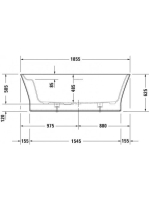 Duravit Cape Cod szabadonálló kád DuraSolid 185,5x88,5 cm, fehér alpin 700330000000000