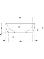 Duravit Luv falra tolható kád, csapfurat nélkül 1800x950mm 700433000000000