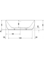 Duravit Luv szabadonálló kád 185x85 cm DuraSolid A speciális le és túlfolyóval, fehér alpin 700434000000000