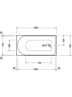 Duravit D-Neo 150x75 fehér akril kád 700471000000000