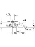 Duravit kád le é túlfolyó 725 mm, szabadon álló kádakhoz 791228000001000