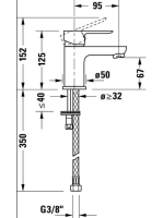 Duravit A1 Egykaros mosdócsaptelep S méret, leeresztő nélkül, króm A11010002010