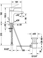 Duravit B.1 mosdócsaptelep S-es méret, automata leeresztővel, króm B11010001010