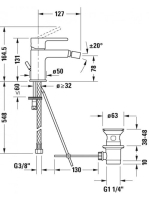 Duravit B.2 egykaros bidécsaptelep automata leeresztőszeleppel, króm B22400001010