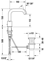 Duravit C.1 3-lyukas mosdócsaptelep automata leeresztővel, króm C11060005010