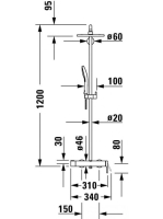 Duravit C.1 egykaros zuhanyrendszer 230, matt fekete C14280007046