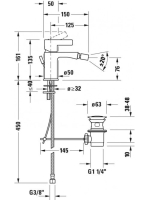 Duravit D-Neo egykaros bidé csaptelep, króm DE2400001010