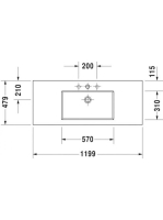 Duravit L-Cube c-bonded alsószekrény kerámia mosdóval 120x48 csapfurattal, matt fehér LC6939O1818
