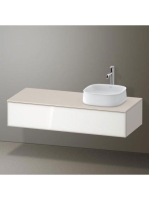 Duravit Zencha jobbos alsószekrény 130, dió fiókrendezővel, fehér üveg/matt taupe ZE4812R64830E00