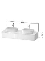 Duravit Zencha fiókos alsószekrény 160, dió fiókrendezővel, fehér üveg/matt grafit ZE4815B64800G00