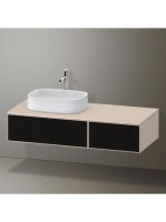 Duravit Zencha balos alsószekrény 130, tölgy fiókrendezővel, strukturált fekete/matt taupe ZE4816063830J00