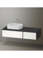 Duravit Zencha balos alsószekrény 130, dió fiókrendezővel, fehér üveg/matt grafit ZE4816064800F00